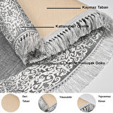 Dekoreko Kaymaz Taban Djt Banyo Halısı Yıldız Deri Saçaklı Oval Modern 1460