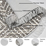 Dekoreko Kaymaz Taban Djt Mutfak Halısı Trend Saçaklı Yuvarlak İskandinav F5087