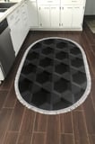 Kaymaz Dijital Mutfak & Salon Halı Trend Saçaklı Oval Geometrik E5016