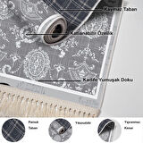 Dekoreko Kaymaz Taban Djt Mutfak Halısı Star Pamuk Saçaklı Modern 1861M