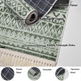 Dekoreko Kaymaz Taban Djt Mutfak Halısı Star Pamuk Saçaklı İskandinav F5078