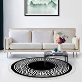 Dekoreko Kaymaz Taban Djt Salon Halısı Trend Saçaklı Yuvarlak Modern 608M