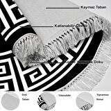 Dekoreko Kaymaz Taban Djt Salon Halısı Trend Saçaklı Yuvarlak Modern 608M