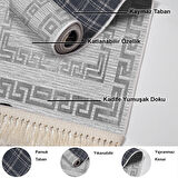 Dekoreko Kaymaz Taban Djt Salon Halısı Star Pamuk Saçaklı Modern Kt418