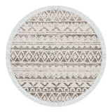 Dekoreko Kaymaz Taban Djt Mutfak Halısı Star Pamuk Saçaklı Yuvarlak İskandinav F5078