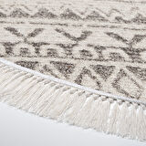 Dekoreko Kaymaz Taban Djt Mutfak Halısı Star Pamuk Saçaklı Yuvarlak İskandinav F5078