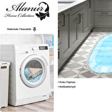 Dekoreko Kaymaz Taban Djt Mutfak Halısı Yıldız Deri Saçaklı Oval Modern 1460