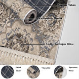 Dekoreko Kaymaz Taban Djt Mutfak Halısı Star Pamuk Saçaklı Modern 1903M