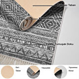 Dekoreko Kaymaz Taban Djt Mutfak Halısı Yıldız Deri Saçaklı İskandinav F5087