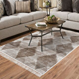 Dekoreko Kaymaz Taban Djt Salon Halısı Yıldız Deri Saçaklı İskandinav F5131