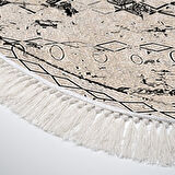 Dekoreko Kaymaz Taban Djt Banyo Halısı Star Pamuk Saçaklı Oval İskandinav M5141