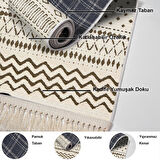 Dekoreko Kaymaz Taban Djt Mutfak Halısı Star Pamuk Saçaklı İskandinav F5086