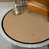 Alanur Home Kaymaz Taban Djt Banyo Mutfak Salon Halı  Trend Saçaklı Yuvarlak Dokuma Desen E5001