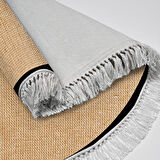 Alanur Home Kaymaz Taban Djt Banyo Mutfak Salon Halı  Trend Saçaklı Yuvarlak Dokuma Desen E5001