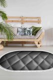 Kaymaz Dijital Mutfak & Salon Halı Trend Saçaklı Oval Geometrik E5013