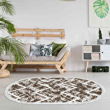 Dekoreko Kaymaz Taban Djt Salon Halısı Yıldız Deri Saçaklı Oval İskandinav F5128