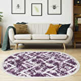 Dekoreko Kaymaz Taban Djt Salon Halısı Star Pamuk Saçaklı Oval İskandinav F5128