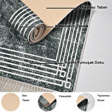 Dekoreko Kaymaz Taban Djt Salon Halısı Yıldız Deri Saçaklı Modern M5142