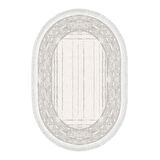 Dekoreko Kaymaz Taban Djt Salon Halısı Yıldız Deri Saçaklı Oval Modern M5076