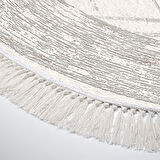 Dekoreko Kaymaz Taban Djt Salon Halısı Yıldız Deri Saçaklı Oval Modern M5076