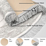 Dekoreko Kaymaz Taban Djt Salon Halısı Yıldız Deri Saçaklı Oval Modern M5076