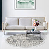 Dekoreko Kaymaz Taban Djt Salon Halısı Trend Saçaklı Yuvarlak İskandinav F5083