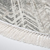 Dekoreko Kaymaz Taban Djt Salon Halısı Trend Saçaklı Yuvarlak İskandinav F5083