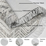 Dekoreko Kaymaz Taban Djt Salon Halısı Trend Saçaklı Yuvarlak İskandinav F5083