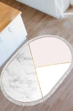 Kaymaz Dijital Mutfak & Salon Halı Trend Saçaklı Oval Geometrik E5008