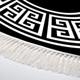 Dekoreko Kaymaz Taban Djt Salon Halısı Trend Saçaklı Yuvarlak Modern 608M