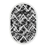 Dekoreko Kaymaz Taban Djt Salon Halısı Yıldız Deri Saçaklı Oval İskandinav F5128