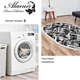 Dekoreko Kaymaz Taban Djt Salon Halısı Yıldız Deri Saçaklı Oval İskandinav F5128