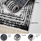 Dekoreko Kaymaz Taban Djt Salon Halısı Star Pamuk Saçaklı Modern M5132