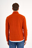 Turuncu Polar Sweatshirt Erkek Dik Yaka