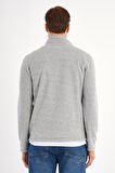 Melanj Gri Polar Sweatshirt Erkek Dik Yaka
