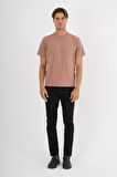Erkek Kahverengi %100 Pamuklu Standart Kalıp T-Shirt