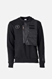 BISIKLET YAKA CIKARILABILIR CEP AKSESUARLI SWEATSHIRT ERKEK SIYAH 