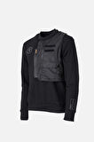 BISIKLET YAKA CIKARILABILIR CEP AKSESUARLI SWEATSHIRT ERKEK SIYAH 