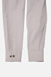 RELAXED FIT SIRT DESEN BASKILI COTON ERKEK GOMLEK GRİ 