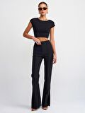Dilvin Kadın Pamuk ve Modal Karışımlı Crop Top T-shirt - 30528