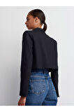 60742 DİLVİN KRUVAZE DÜĞMELİ CROP BLAZER CEKET