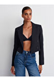 60742 DİLVİN KRUVAZE DÜĞMELİ CROP BLAZER CEKET