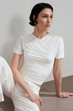 32659 DİLVİN PİLE DETAYLI KISA KOLLU TOP