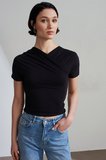 32659 DİLVİN PİLE DETAYLI KISA KOLLU TOP