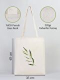 Zeytin Dalı Baskılı Doğal Gabardin Bez Çanta - GDN20234002