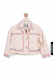 Nakışlı Sivri Yaklı Çift Cepli Düğmeli Kız Çocuk Ceket 5-14 Yaş 24227
