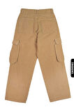 Oversize Fermuarlı Kargo Çift Cepli Geniş Paçalı Erkek Çocuk Pantolon 5-14 Yaş 2421