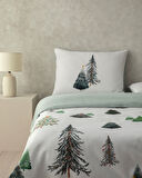 English Home Pine Serenity Dijital Baskılı Soft Cotton Çift Kişilik Nevresim Takımı Yeşil
