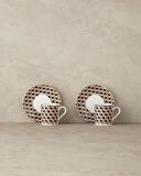 English Home Modern Cube Bone Porselen 4 Parça 2 Kişilik Kahve Fincan Takımı Yeşil