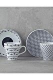 English Home Margot Porselen 4 Parça 2 Kişilik Kahve Fincan Takımı Siyah